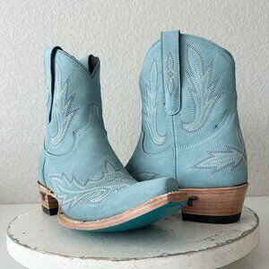 Lane LEXINGTON Womens Cowboy Bootie 8 Western Blue Cowgirl Short Ankle Boots